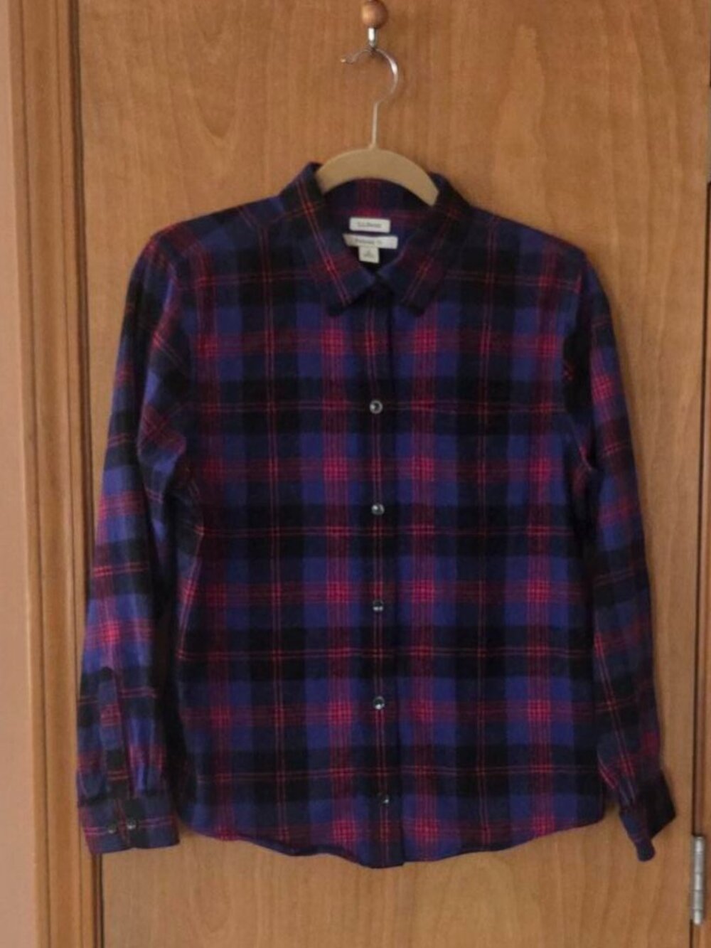 L.L. Bean Women’s Scotch Plaid Long Sleeve, Button Down Flannel Shirt